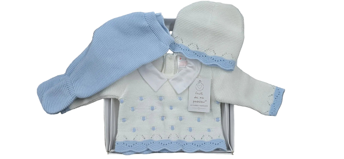 Fruit de ma Passion - Completo 3 pezzi Invernale REF.1868 - Maglia + Pantalone + Cappellino 100% Acrilico