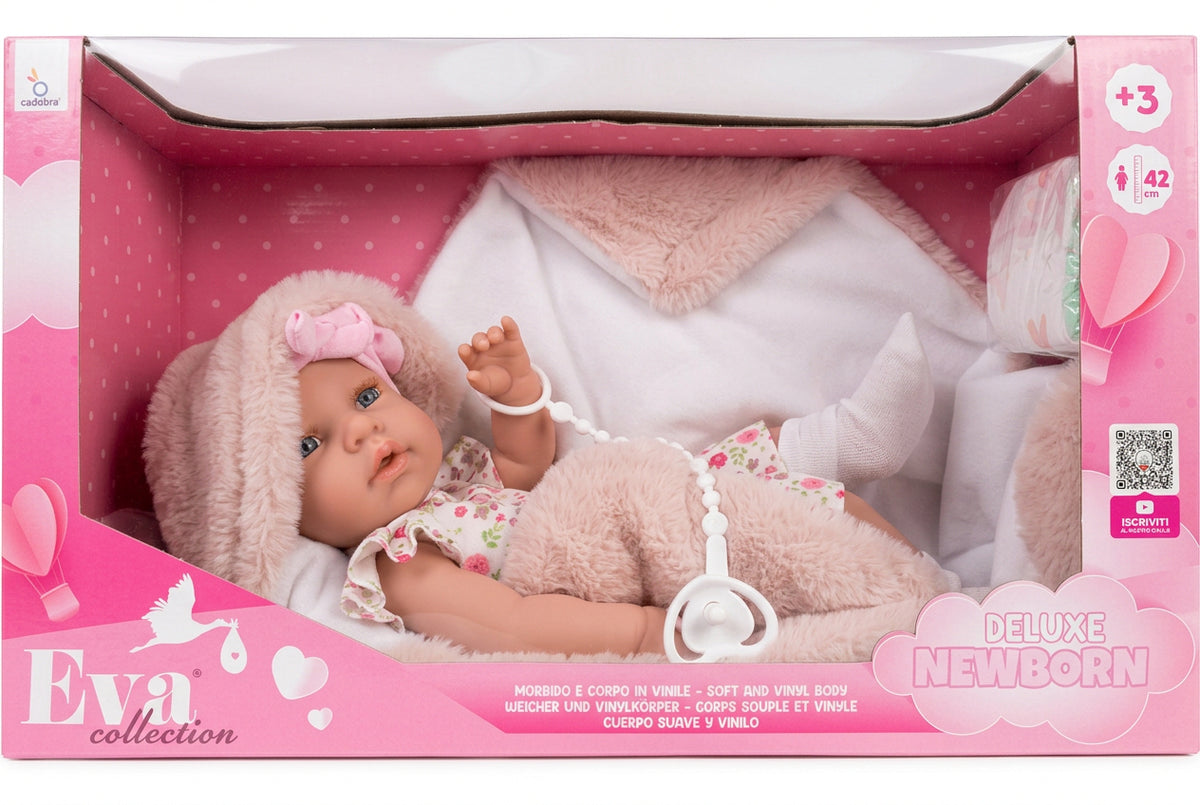 Cadabra Bambola Realistica Eva Collection Deluxe Newborn da 42 cm
