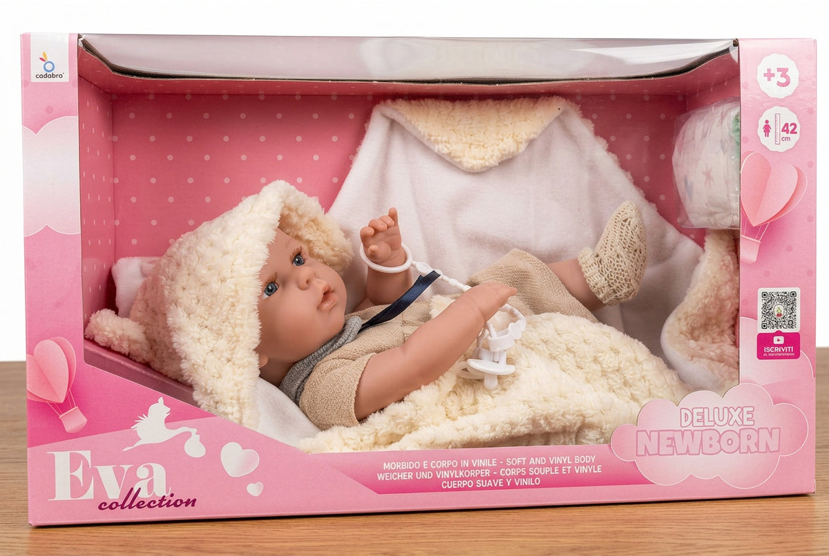 Cadabra Bambola Realistica Eva Collection Deluxe Newborn da 42 cm