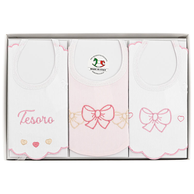 Mio Piccolo Tris bavaglini ricamati 100% cotone