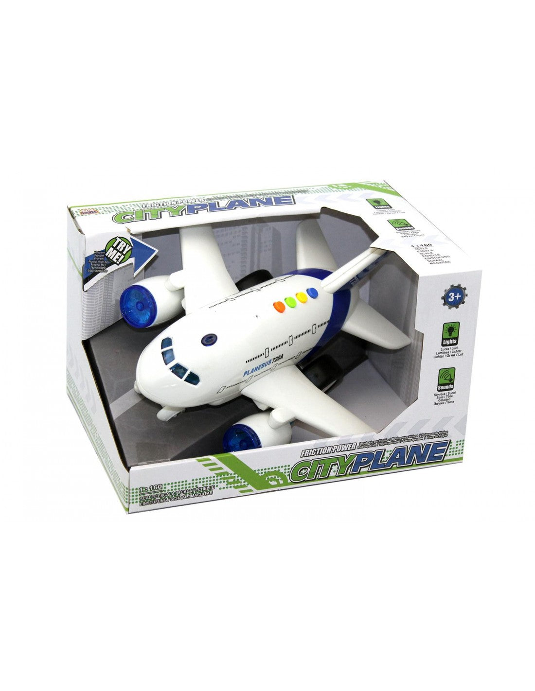 Kidz Corner - Aereo Jumbo City Plane a frizione con luci e suoni