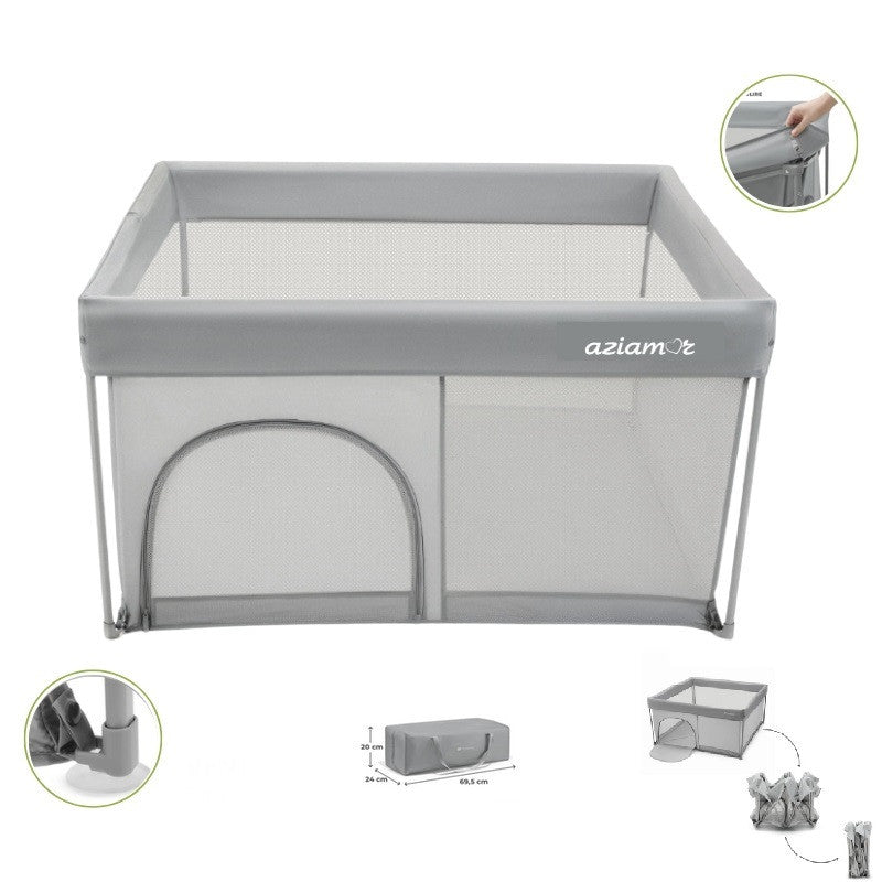 Aziamor Box richiudibile Enjoy + Tappeto gioco 120x120 cm