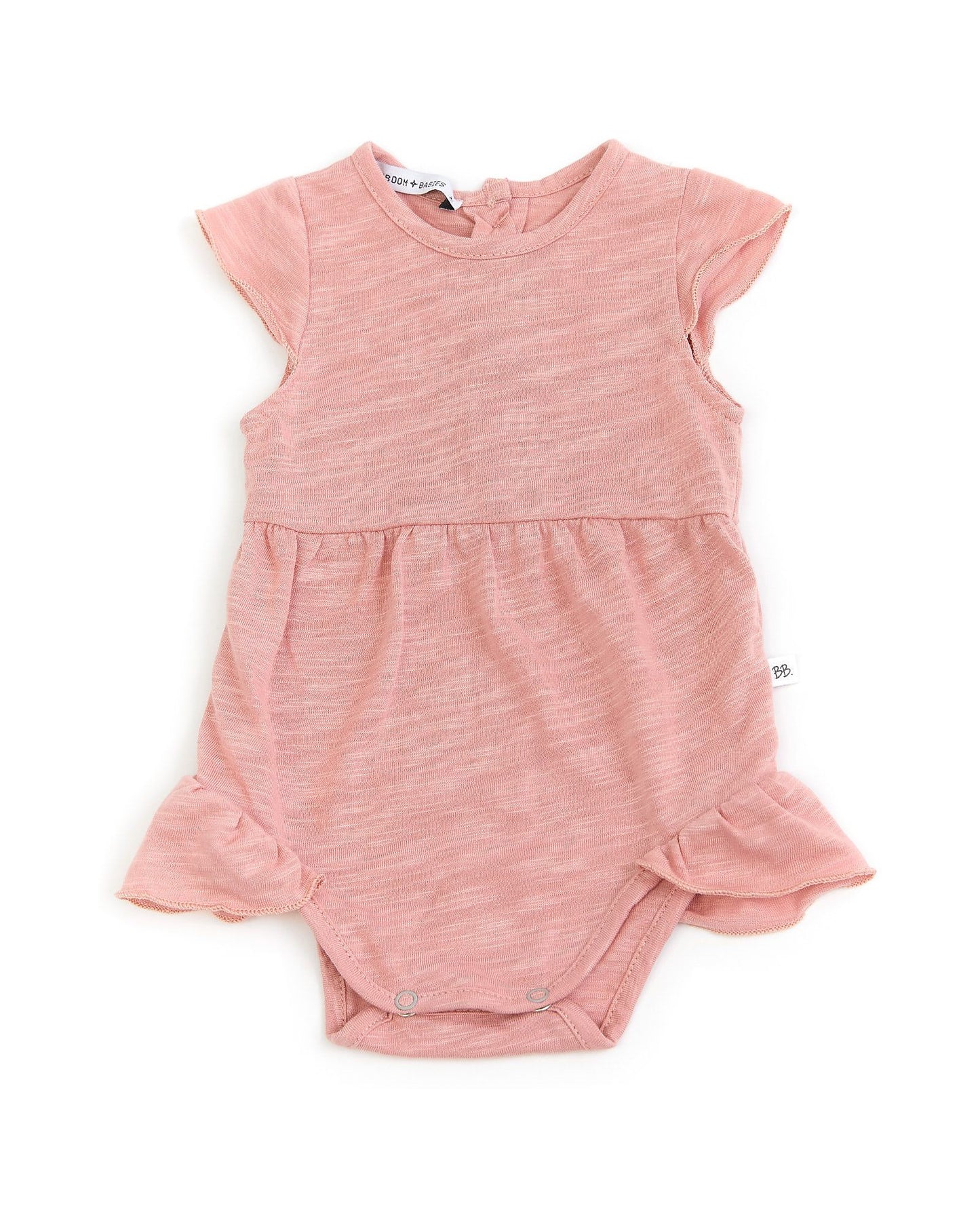 PROMO -40% Bamboom - Tuta pagliaccetto con maniche volant in bambù organico - Rosa 6 mesi