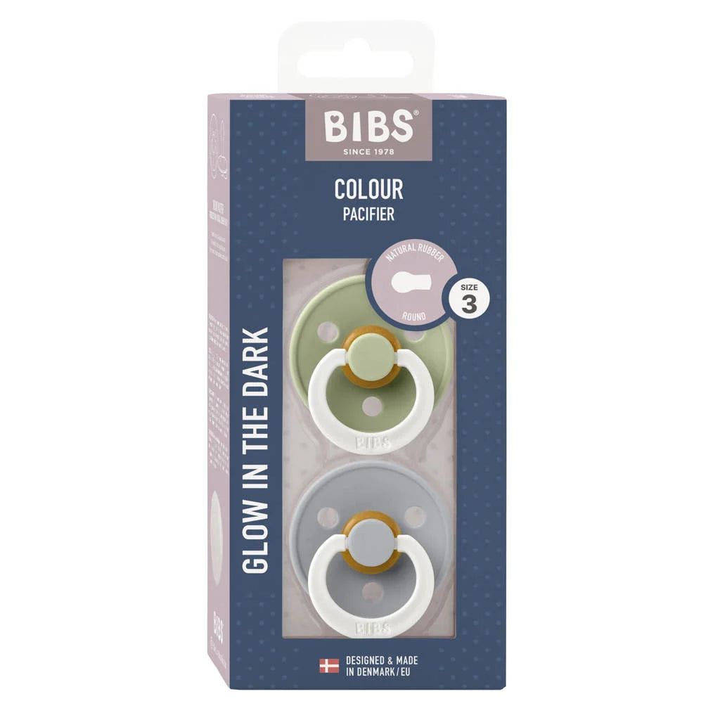 Bibs - Succhietti Colour Pacifier 2pz - si illumina al buio - Misura 3 18m+ Tettarella in caucciù
