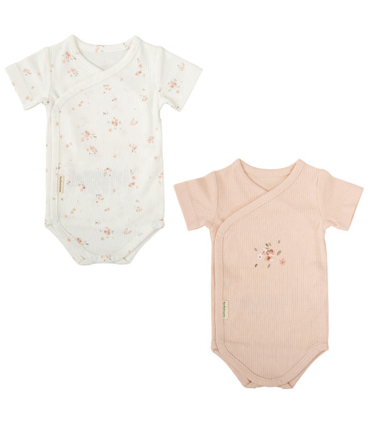 Bimbidreams Set 2 Body manica corta in cotone e bambù 0-1 mese