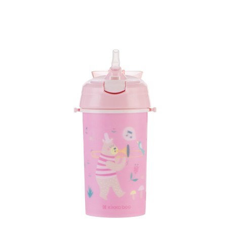 KikkaBoo Borraccia con Cannuccia Bambini 450 ml Music Fest 4 Anni+