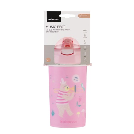 KikkaBoo Borraccia con Cannuccia Bambini 450 ml Music Fest 4 Anni+