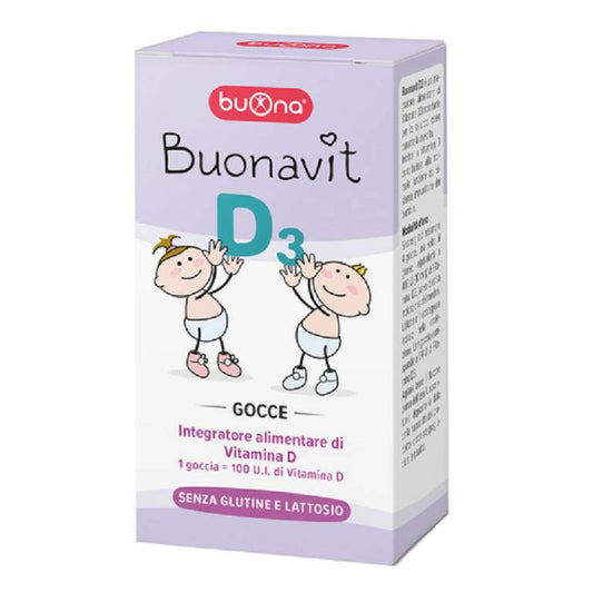 Buonavit D3 Gocce - Integratore alimentare di Vitamina D - senza glutine e lattosio - 12 ml