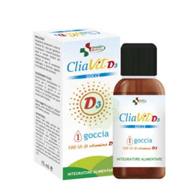 CliaVit D3 Gocce - Integratore Alimentare - 100 UI di Vitamina D3 - 15 ml
