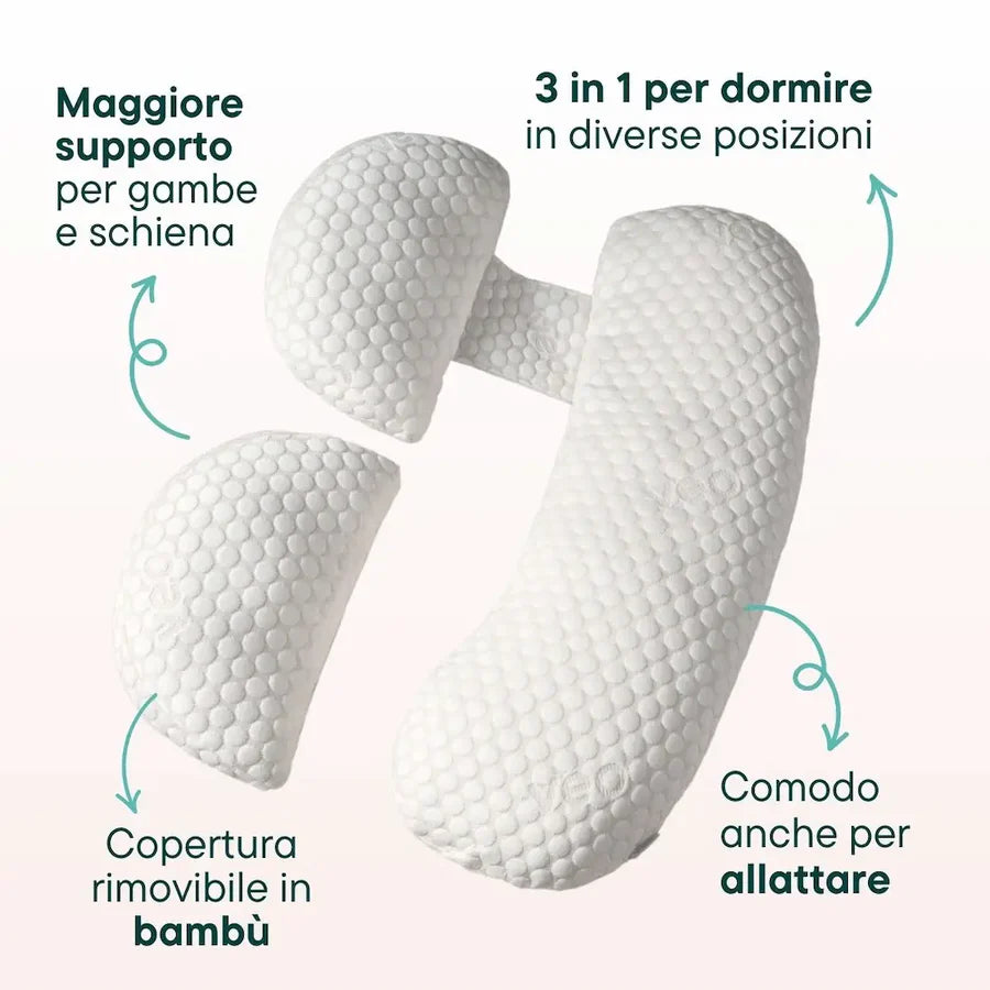 Veo - Cuscino maternità | Supporto ergonomico per pancia, schiena e gambe (3 in 1)