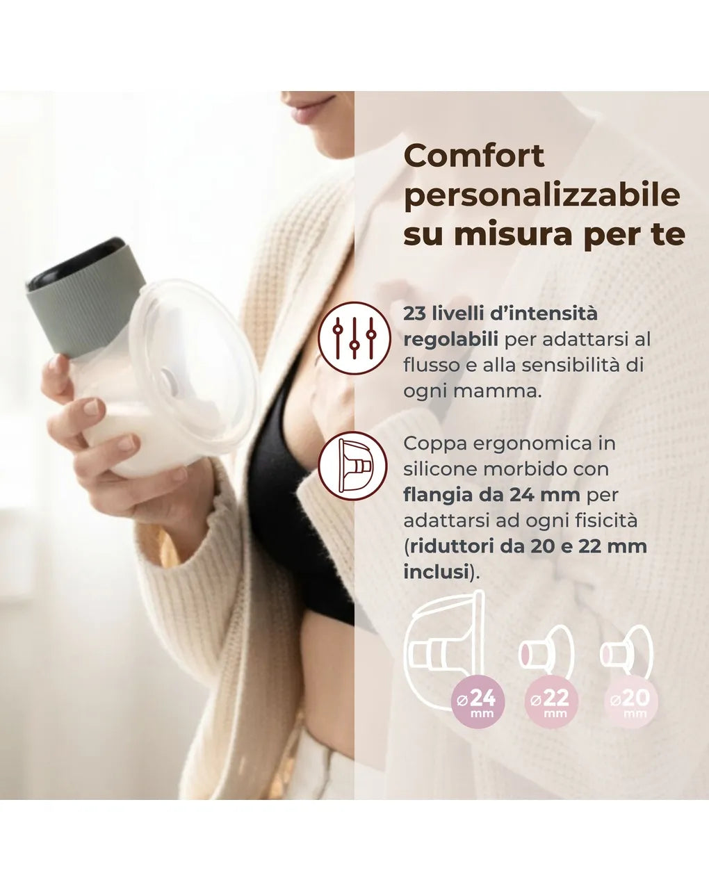 Nuvita Mum Tiralatte Elettrico a 3 fasi indossabile con funzione Nip Fit (Tiracapezzolo)
