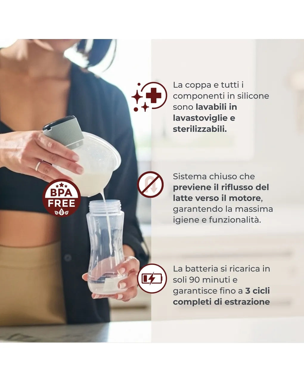 Nuvita Mum Tiralatte Elettrico a 3 fasi indossabile con funzione Nip Fit (Tiracapezzolo)