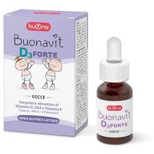 Buonavit D3 Forte Gocce - Integratore Alimentare di Vitamina D, DHA e Vitamina E - senza glutine e lattosio - 12 ml