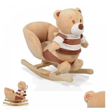 Moni Toys Orsetto Bear a Dondolo base in legno con suoni realistici 12m+