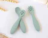 Kiokids Set 3 Cucchiaini in morbido Silicone Verde 6m+