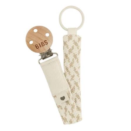 Bibs Pacifier Clip in legno e fettuccia intrecciata Cotone 100% -