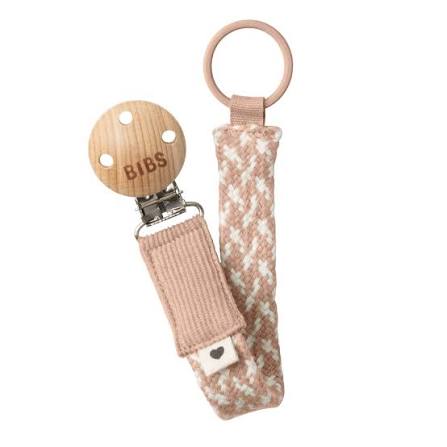 Bibs Pacifier Clip in legno e fettuccia intrecciata Cotone 100% -