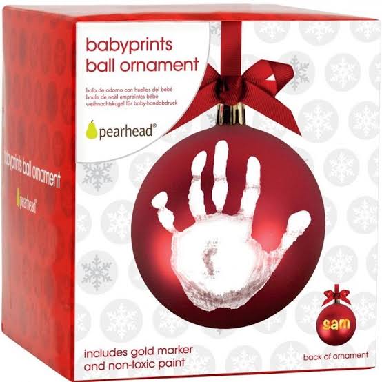 Pallina di Natale rossa da appendere all’albero personalizzabile con impronta e pennarello dorato