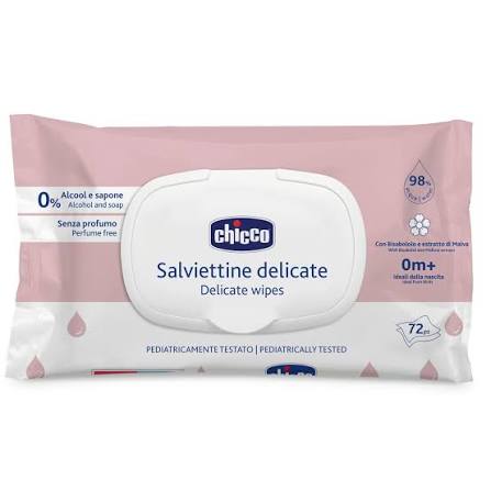 Chicco Salviette Delicate 72 pz con Bisabololo ed estratto di Malva