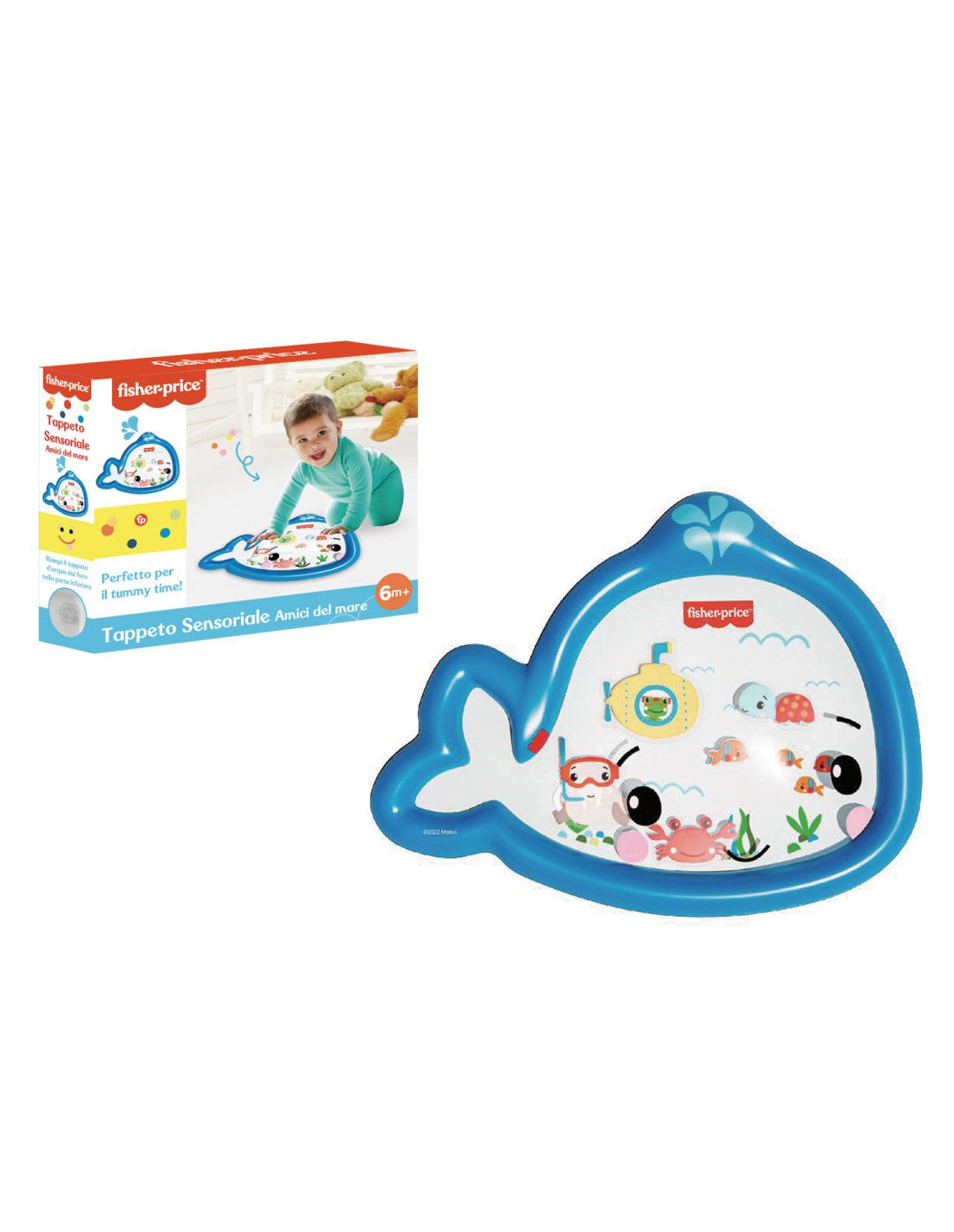 Fisher-Price - Tappeto ad acqua sensoriale Balena Amici del mare 6m+