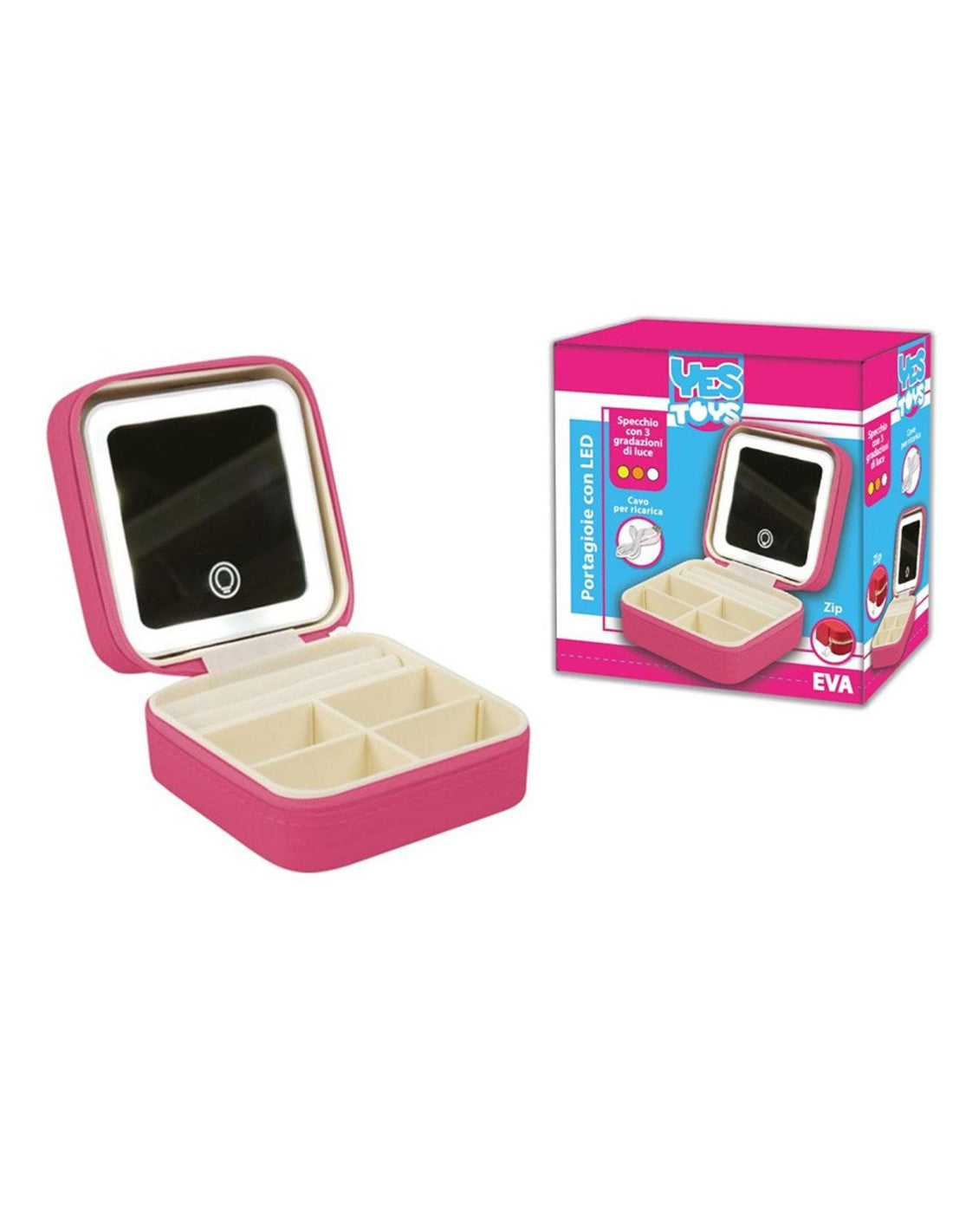 Yes Toys Eva - Portagioie con specchio LED ricaricabile