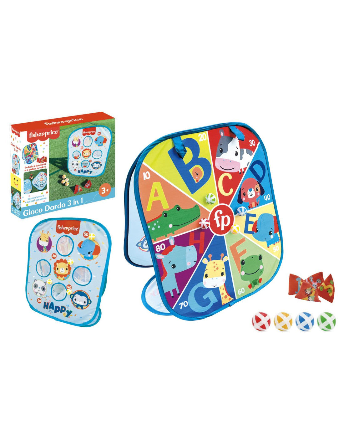 Fisher-Price - Gioco Dardo 3 in 1 bersaglio pop-up con palline in velcro