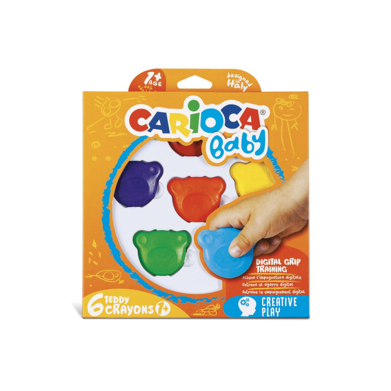 Carioca Baby - Pastelli colorati Orsetti Teddy 6 pezzi 1+ 42956