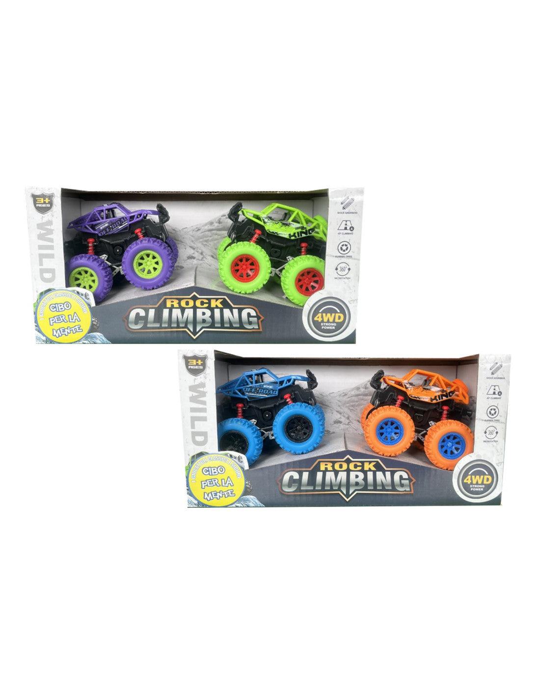 Auto Monster Truck Rock Climbing 4WD - Confezione 2 pezzi