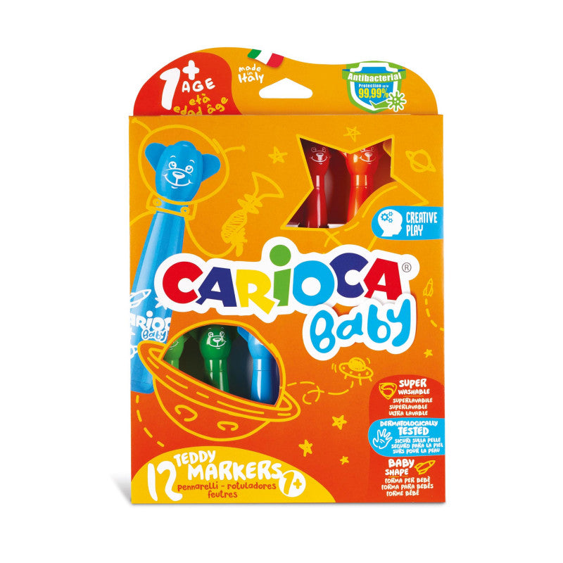 Carioca Baby - Pennarelli Orsetti Teddy Marker 12 pezzi 1+ 42816