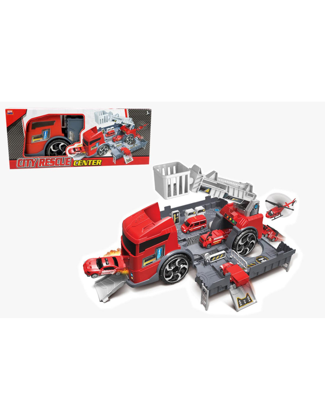 Kidz Corner - Camion Pompieri City Rescue Center playset trasformabile con veicoli