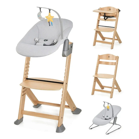 KinderKraft Seggiolone in legno Enock Grigio