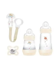 Mam Confezione Regalo per Neonati - 3 Biberon, Succhietto e catenina