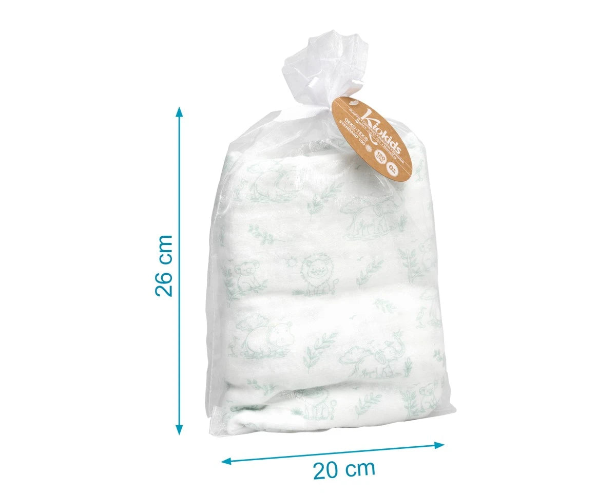 Kiokids Mussola con stampa giungla salvia 120x120cm