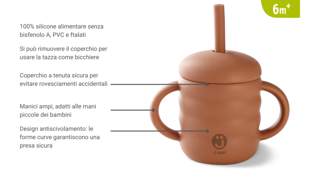 J Bimbi My Home Cup - Tazza in Silicone con manici 6m+ 160 ml