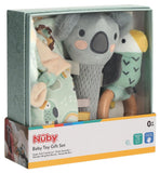 Nuby Set Regalo per bambini - Morbidissimo piumino, Koala che squittisce, Sonaglio in legno per uccellini, Scatola dei ricordi 0m+