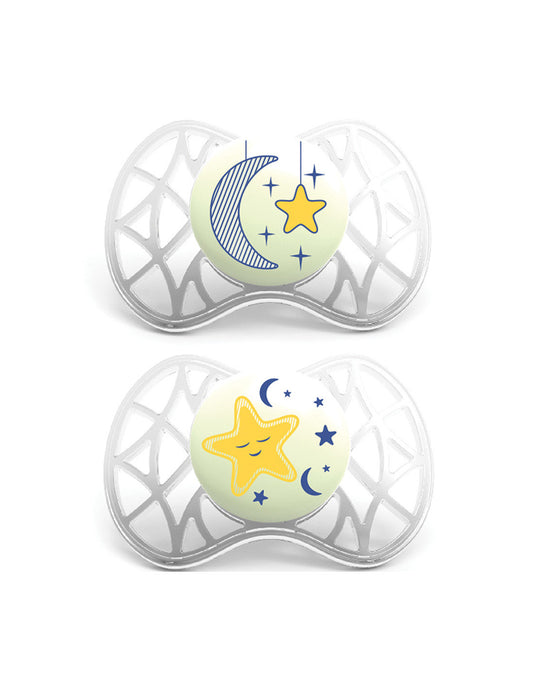 Nuvita Succhietti 2pz Air.55 si illumina al buio - Tettarella in Silicone Ortodontica 6m+