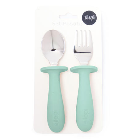 Ellepi Set Posate in acciaio inox con manico in Silicone - Bpa Free
