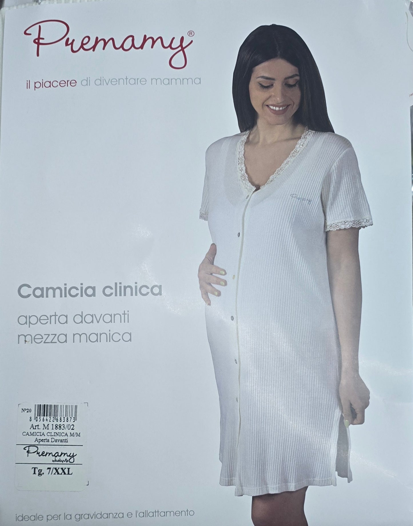 Premamy -  Camicia clinica aperta davanti mazza manica