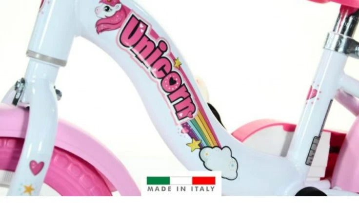 Dino Bikes Bicicletta Unicorn 10 " rotelle bambina bianca rosa 85 cm