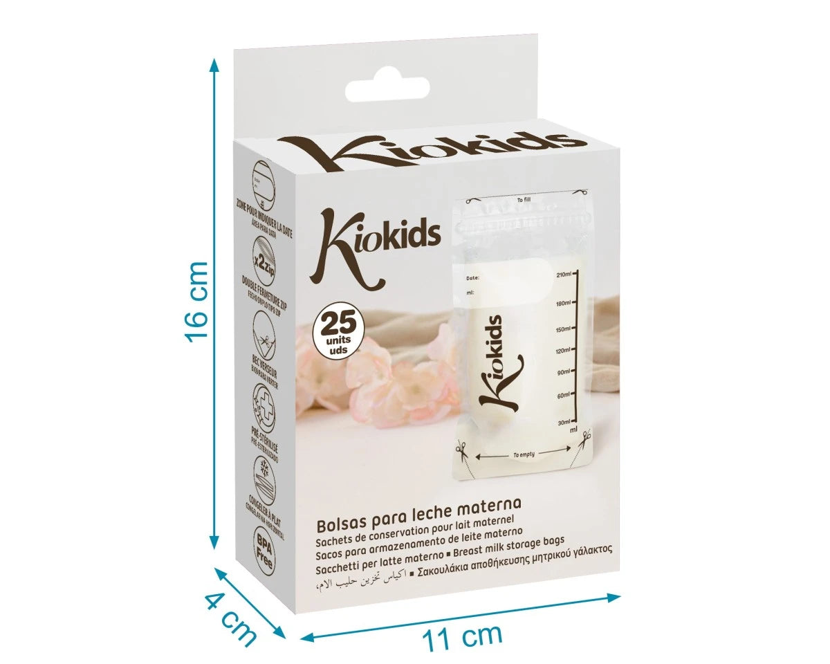 Kiokids Sacchetti per la conservazione del latte materno 25 pz