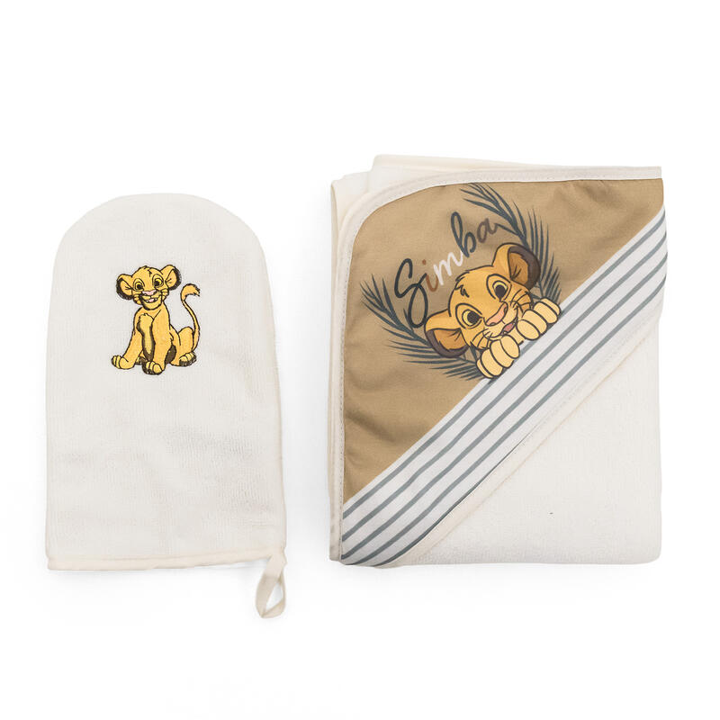 Disney Baby Cestino Re Leone con Accappatoio 75x75 cm e Manopola 24x14 cm in Idrospugna