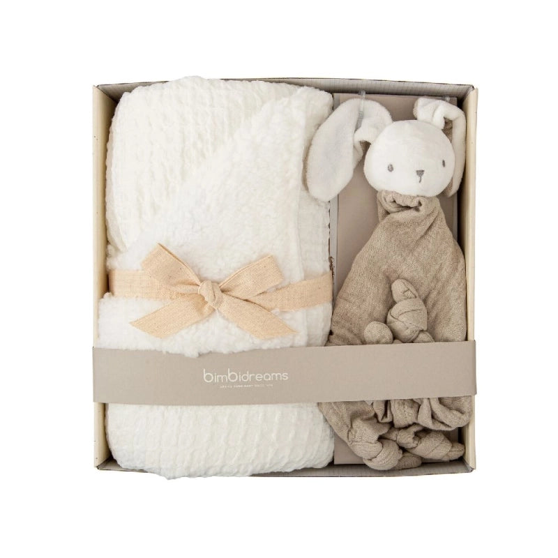 Bimbidreams Set regalo (coperta waffle/corallo + doudou) 100% Cotone