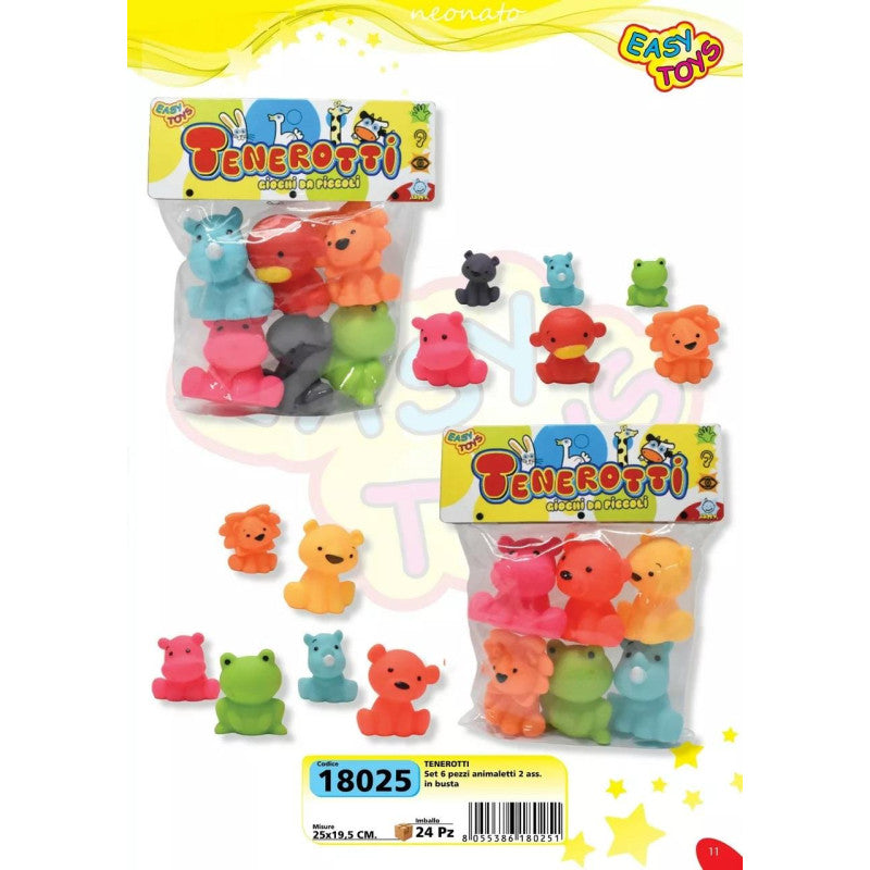 I Tenerotti Animali Gommolosi 6 pz cod. 18025