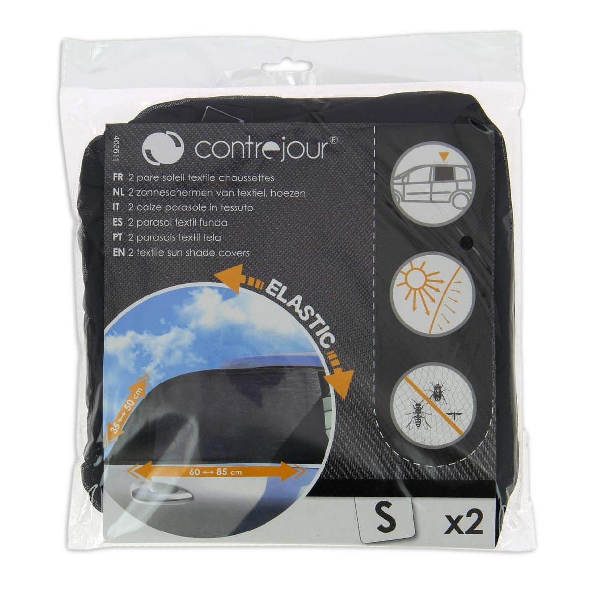 Contrejour 2 Calze Tendine Parasole in Tessuto Elasticizzate 35-50 cm H 60-85 cm L