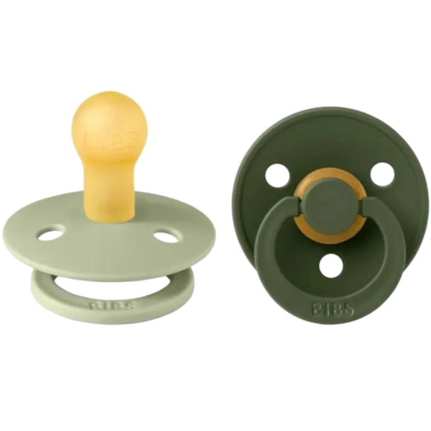 Bibs Succhietti 2pz Colour Pacifier 6m+ con tettarella in caucciù rotonda - Col. verde