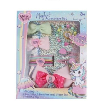 You go girl - Magical Set accessori per capelli Unicorno - Elastici e fiocchi