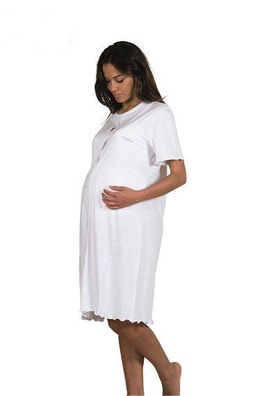 MAMINA - Camicia clinica aperta davanti mezza manica Col. bianco