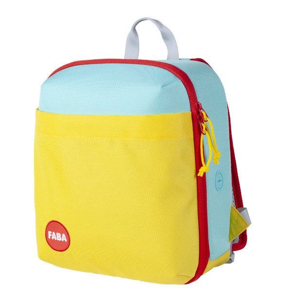 FABA Zaino Zipi per bambini dai 3 anni, dimensioni 23×27,5×15 cm, tessuto colorato, spallacci e schienale imbottiti